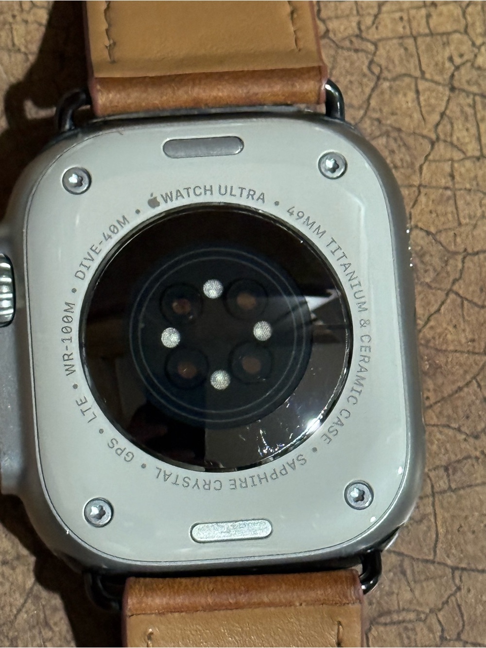 Apple Watch Ultra Titanium Back with Brown Leather Band